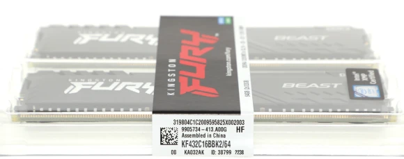 Память DDR4 2x32Gb 3200MHz Kingston KF432C16BBK2/64 Fury Beast Black RTL Gaming PC4-25600 CL16 DIMM 288-pin 1.35В dual rank с радиатором Ret
