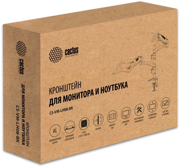 Кронштейн для монитора/ноутбука Cactus CS-VM-LH08-BK черный 13"-32" макс.16кг настольный поворот и наклон