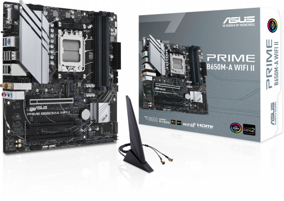 Материнская плата Asus PRIME B650M-A WIFI II Socket AM5 AMD B650 4xDDR5 mATX AC`97 8ch(7.1) 2.5Gg RAID+VGA+HDMI+DP