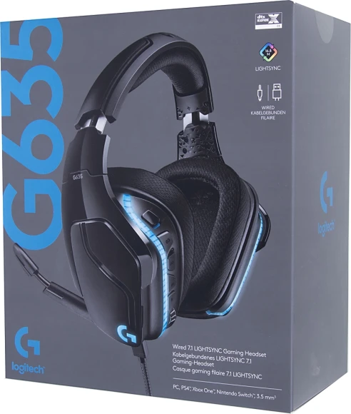 Наушники с микрофоном Logitech G635 Lightsync черный 2.8м накладные оголовье (981-000750)