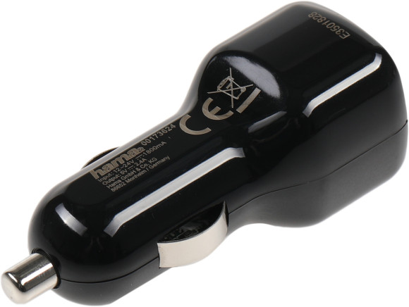 Автомобильное зар./устр. Hama H-1401660 12W 1.2A+1.2A 2xUSB универсальное черный (00173624)