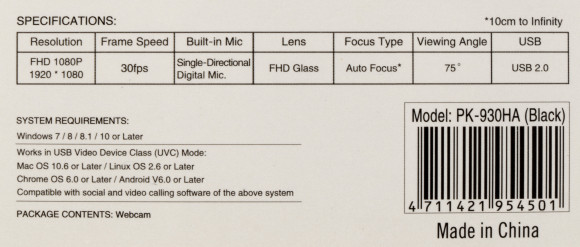 Камера Web A4Tech PK-930HA черный 2Mpix (1920x1080) USB2.0 с микрофоном