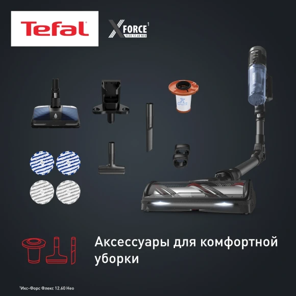 Пылесос Tefal X-Force Flex TY9LC1WO 380Вт серый/синий