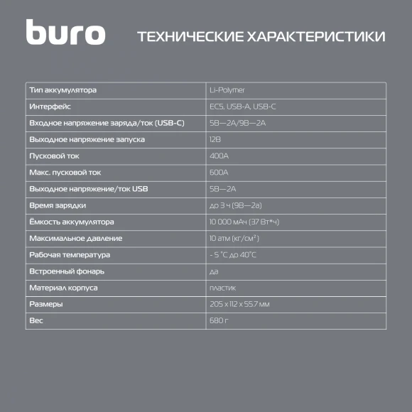 Пуско-зарядное устройство Buro SJ-K80 с воздушным компрессором
