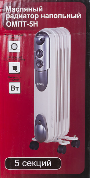 Радиатор масляный Ресанта ОМПТ- 5Н 1000Вт белый