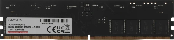 Память DDR5 32Gb 4800MHz A-Data AD5U480032G-S RTL PC5-38400 CL40 DIMM 288-pin 1.1В single rank Ret Память DDR5 32Gb 4800MHz A-Data AD5U480032G-S RTL PC5-38400 CL40 DIMM 288-pin 1.1В single rank Ret