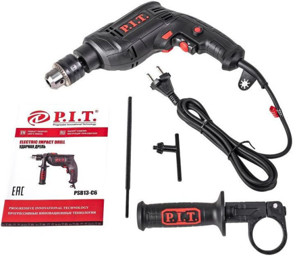 Дрель ударная P.I.T. PSB13-C6 650Вт ключевой реверс