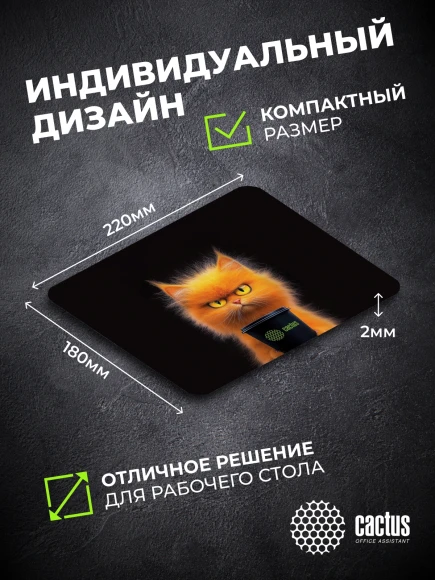 Коврик для мыши Cactus Red Cat 220x180x2мм (CS-MP-P11XS) Коврик для мыши Cactus Red Cat 220x180x2мм (CS-MP-P11XS)