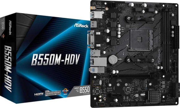 Материнская плата Asrock B550M-HDV Soc-AM4 AMD B550 2xDDR4 mATX AC`97 8ch(7.1) GbLAN RAID+VGA+DVI+HDMI Материнская плата Asrock B550M-HDV Soc-AM4 AMD B550 2xDDR4 mATX AC`97 8ch(7.1) GbLAN RAID+VGA+DVI+HDMI