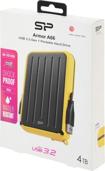 Жесткий диск Silicon Power USB3.0 4TB SP040TBPHD66LS3Y Armor A66 2.5" желтый