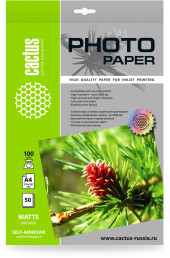 Фотобумага Cactus CS-MSA410050 A4/100г/м2/50л./белый матовое самоклей. для струйной печати Фотобумага Cactus CS-MSA410050 A4/100г/м2/50л./белый матовое самоклей. для струйной печати