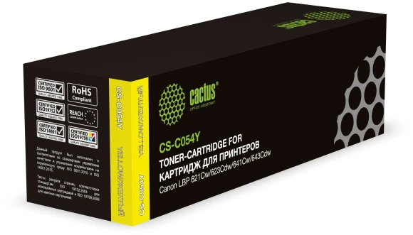 Картридж лазерный Cactus CS-C054Y 054 Y желтый (1200стр.) для Canon LBP 621Cw/623Cdw/641Cw/643Cdw
