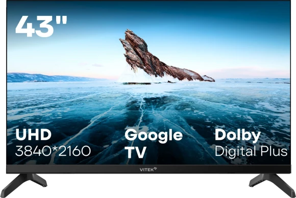 Телевизор LED Vitek 43" VT-43UBS410 Google TV Frameless черный 4K Ultra HD 60Hz MEMC DVB-T DVB-T2 DVB-C DVB-C2 DVB-S DVB-S2 USB WiFi Smart TV Телевизор LED Vitek 43" VT-43UBS410 Google TV Frameless черный 4K Ultra HD 60Hz MEMC DVB-T DVB-T2 DVB-C DVB-C2 DVB-S DVB-S2 USB WiFi Smart TV