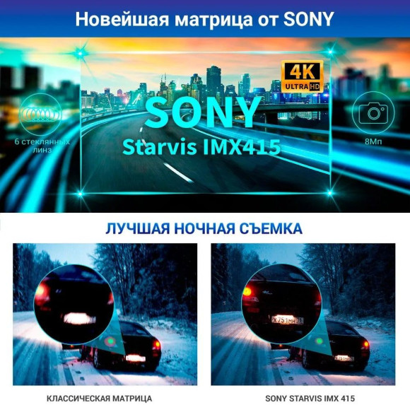 Видеорегистратор с радар-детектором TrendVision Hybrid Signature Real 4K 2CH GPS ГЛОНАСС черный