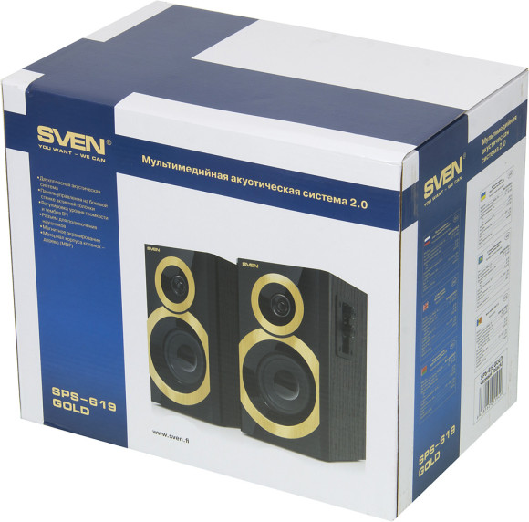 Колонки Sven SPS-619 GOLD 2.0 золотистый/черный 20Вт Колонки Sven SPS-619 GOLD 2.0 золотистый/черный 20Вт