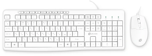 Клавиатура + мышь Оклик S650 клав:белый мышь:белый USB Multimedia (1875257)