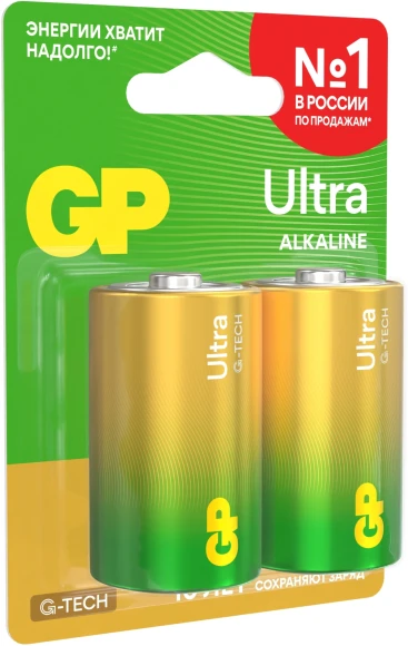 Батарея GP Ultra Alkaline 13AUA21-2CRSBC2 D (2шт) блистер