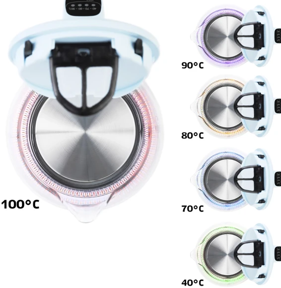 Чайник электрический Kitfort КТ-640-1 1.7л. 2200Вт голубой корпус: стекло/пластик