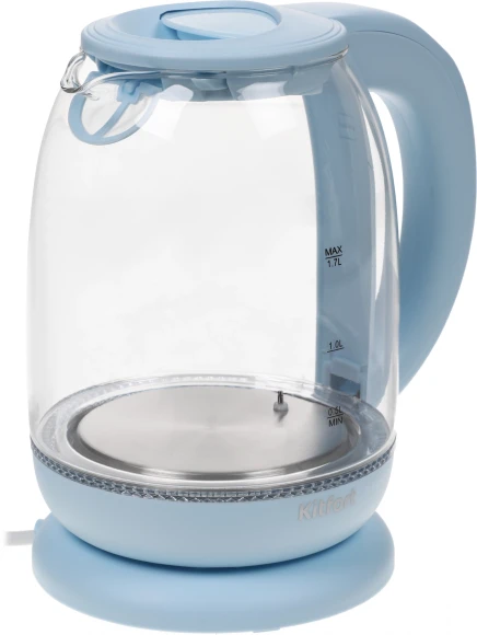 Чайник электрический Kitfort КТ-640-1 1.7л. 2200Вт голубой корпус: стекло/пластик