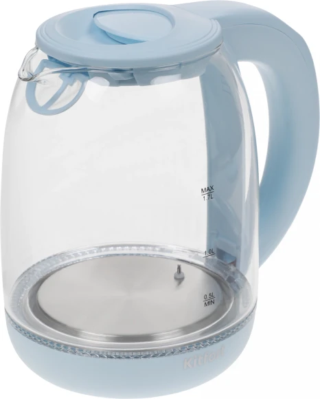 Чайник электрический Kitfort КТ-640-1 1.7л. 2200Вт голубой корпус: стекло/пластик