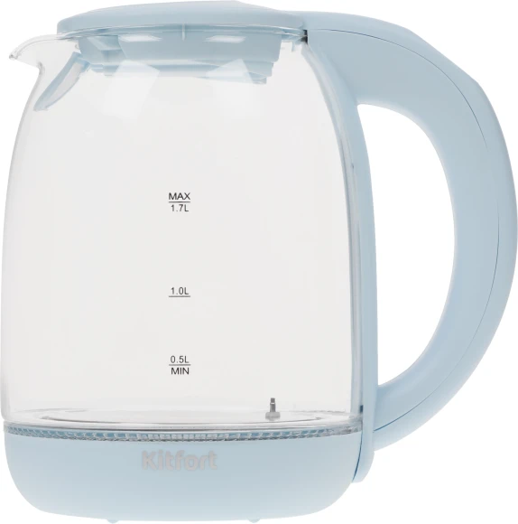 Чайник электрический Kitfort КТ-640-1 1.7л. 2200Вт голубой корпус: стекло/пластик
