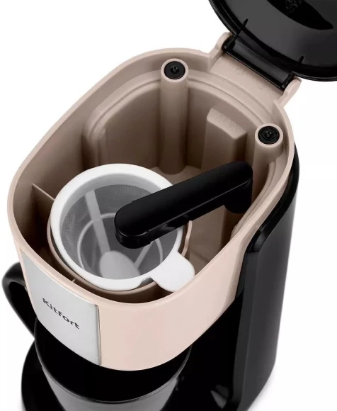 Кофеварка капельная Kitfort КТ-7402 380Вт бежевый/черный