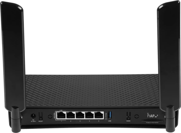 Роутер беспроводной MikroTik hAP ax3 (C53UIG+5HPAXD2HPAXD) AX1800 10/100/1000BASE-TX черный Роутер беспроводной MikroTik hAP ax3 (C53UIG+5HPAXD2HPAXD) AX1800 10/100/1000BASE-TX черный