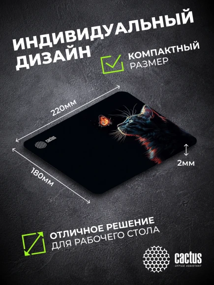 Коврик для мыши Cactus Night Cat 220x180x2мм (CS-MP-P12XS) Коврик для мыши Cactus Night Cat 220x180x2мм (CS-MP-P12XS)