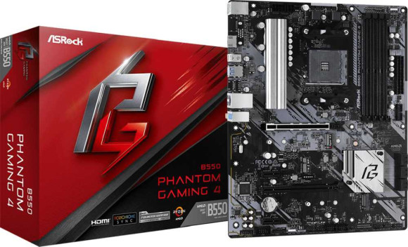 Материнская плата Asrock B550 PHANTOM GAMING 4 Soc-AM4 AMD B550 4xDDR4 ATX AC`97 8ch(7.1) GbLAN RAID+HDMI