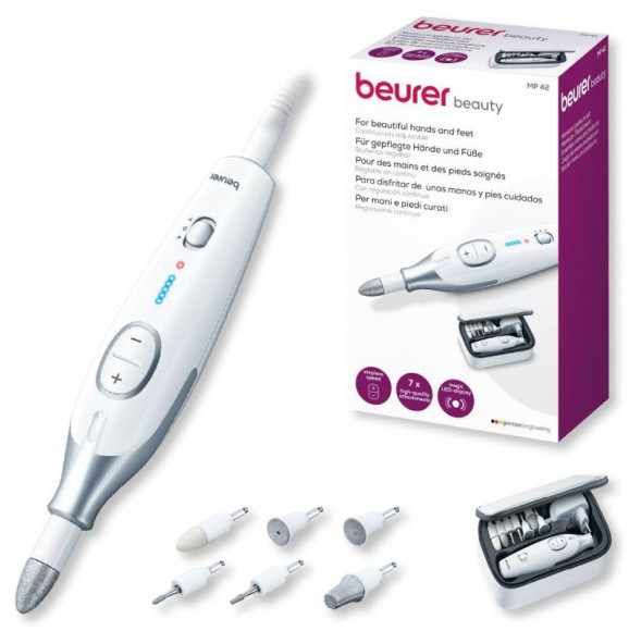 Маникюрно-педикюрный набор Beurer MP42 насадок в компл.:7шт (подсветка) белый Маникюрно-педикюрный набор Beurer MP42 насадок в компл.:7шт (подсветка) белый