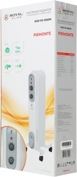Радиатор масляный Royal Clima PIEMONTE ROR-P5-1000M 1000Вт белый/серый Радиатор масляный Royal Clima PIEMONTE ROR-P5-1000M 1000Вт белый/серый
