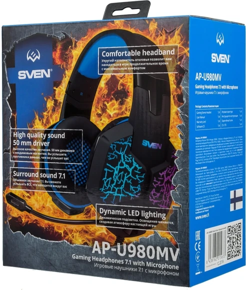 Наушники с микрофоном Sven AP-U980MV черный/синий 2.2м мониторные оголовье (SV-015633) Наушники с микрофоном Sven AP-U980MV черный/синий 2.2м мониторные оголовье (SV-015633)