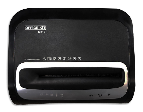 Шредер Office Kit S218 (1,9x13) черный (секр.P-5) фрагменты 22лист. 30лтр. скрепки скобы пл.карты CD Шредер Office Kit S218 (1,9x13) черный (секр.P-5) фрагменты 22лист. 30лтр. скрепки скобы пл.карты CD