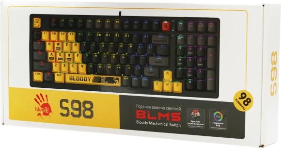 Клавиатура A4Tech S98 механическая желтый USB for gamer LED (SPORTS LIME) кабель 1.8м