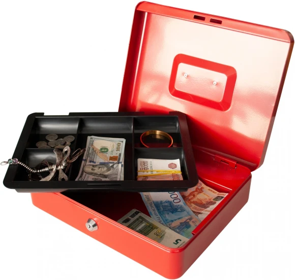 Ящик для денег Silwerhof Daily 90x300x240 красный сталь 1.66кг Ящик для денег Silwerhof Daily 90x300x240 красный сталь 1.66кг