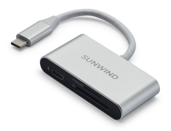 Устройство чтения карт памяти USB Type-C SunWind SW-CR051-S серебристый Устройство чтения карт памяти USB Type-C SunWind SW-CR051-S серебристый