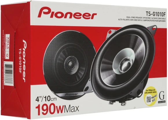 Колонки автомобильные Pioneer TS-G1010F 190Вт 89дБ 4Ом 10см (4дюйм) (ком.:2кол.) широкополосные однополосные
