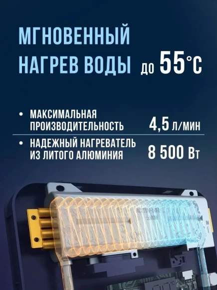 Водонагреватель Philips AWH1011/51(85HB) 8.5кВт электрический над раковиной/серый