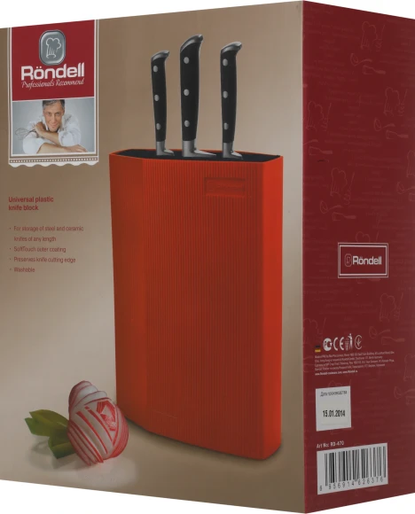 Подставка для ножей Rondell Orange RD-470 оранжевый упак.:подарочная коробка с ручкой Подставка для ножей Rondell Orange RD-470 оранжевый упак.:подарочная коробка с ручкой
