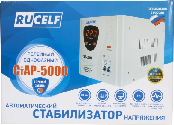 Стабилизатор напряжения Rucelf СтАР-5000 5кВА однофазный белый