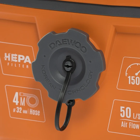 Строительный пылесос Daewoo DAVC 2000S 1500Вт (уборка: сухая/сбор воды/выдув) оранжевый