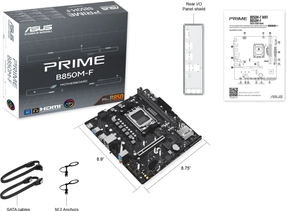 Материнская плата Asus PRIME B850M-F Socket AM5 AMD B850 2xDDR5 mATX AC`97 8ch(7.1) GbLAN RAID+VGA+HDMI