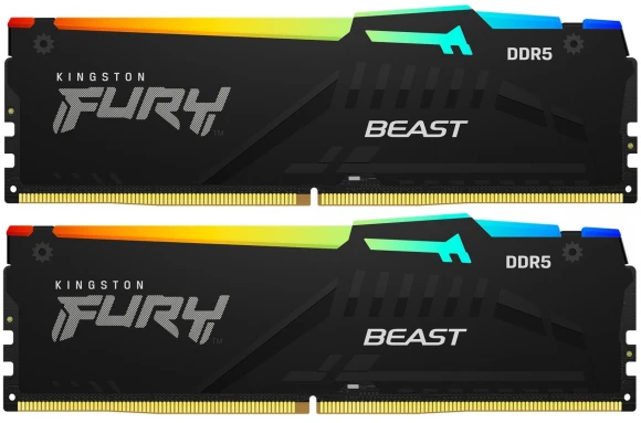 Память DDR5 2x8GB 5600MHz Kingston KF556C36BBEAK2-16 Fury Beast Black RGB RTL Gaming PC5-44800 CL36 DIMM 288-pin 1.25В kit single rank с радиатором Ret