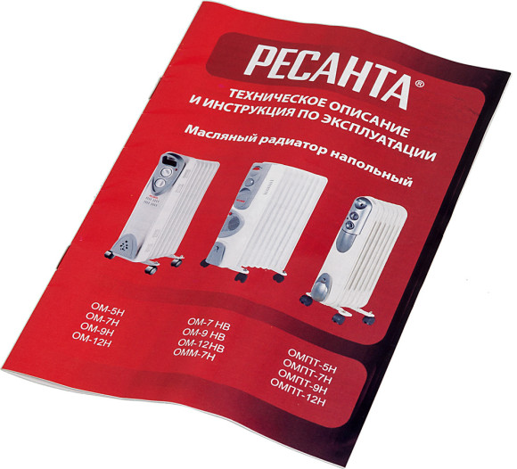 Радиатор масляный Ресанта ОМ-7Н 1500Вт белый Радиатор масляный Ресанта ОМ-7Н 1500Вт белый