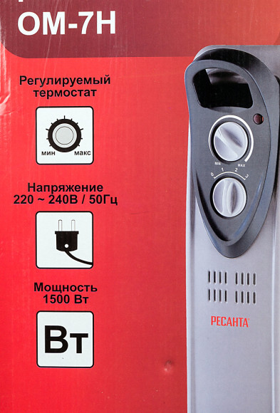 Радиатор масляный Ресанта ОМ-7Н 1500Вт белый Радиатор масляный Ресанта ОМ-7Н 1500Вт белый