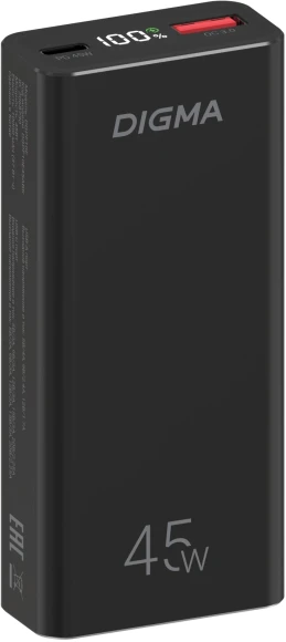 Мобильный аккумулятор Digma DGPF30A 30000mAh QC3.0/PD3.0 22.5W 3A 4xUSB-A/USB-C черный (DGPF30A22ABK)