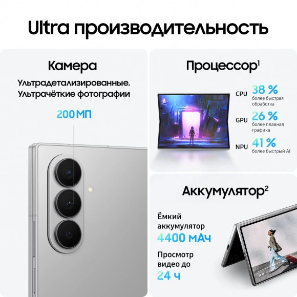 Смартфон Samsung SM-F966B Galaxy Z Fold7 512Gb 12Gb серый раскладной 3G 4G 2Sim 8" 1968x2184 Android 16 200Mpix 802.11 a/b/g/n/ac/ax/be NFC GPS GSM900/1800 GSM1900 Protect