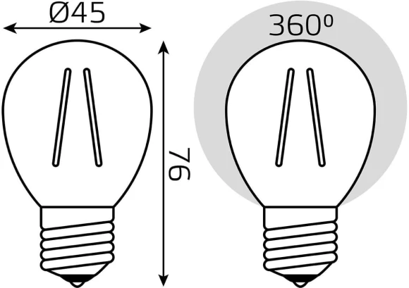 Лампа филам. Gauss Filament 8Вт цок.:E27 шар (упак.:1шт) (52218)