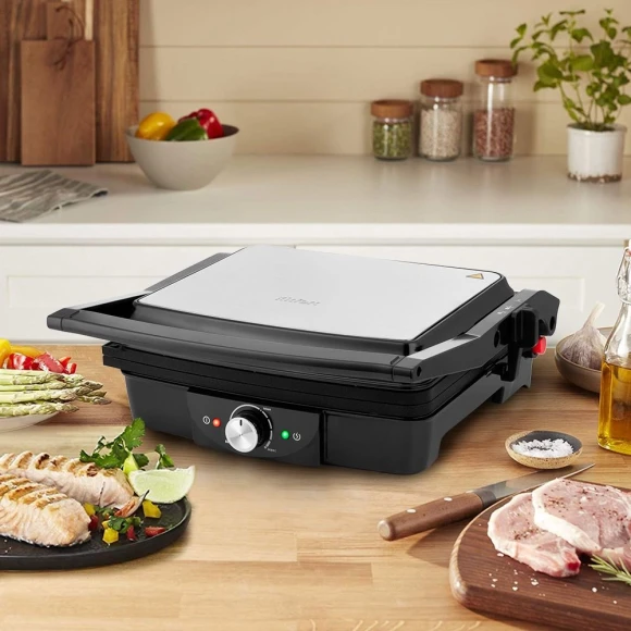 Электрогриль Kitfort КТ-1656 2000Вт черный/серебристый Электрогриль Kitfort КТ-1656 2000Вт черный/серебристый