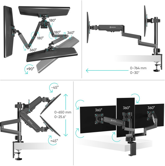 Кронштейн для мониторов Onkron G280 черный 13"-32" макс.24кг настольный поворот и наклон верт.перемещ. Кронштейн для мониторов Onkron G280 черный 13"-32" макс.24кг настольный поворот и наклон верт.перемещ.
